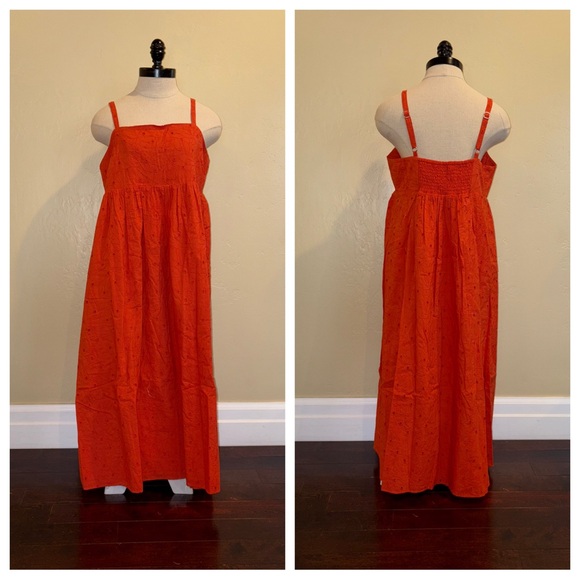 Madewell Eyelet Summertime Cami Midi Dress Rusted Clay Size Medium